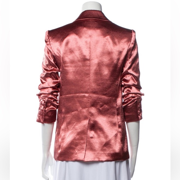 Cinq a Sept KYLIE RUCHED HAMMERED-SATIN BLAZER IN ROSEWOOD size 6 - Picture 7 of 8